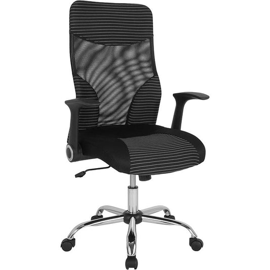 Milford High Back Ergonomic Office Chair With Contemporary Mesh Design In Black And White By Flash Furniture | Office Chairs | Modishstore