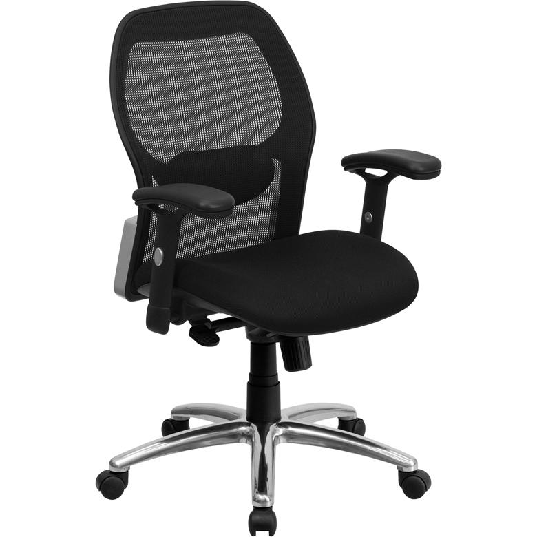 Mid-Back Black Super Mesh Executive Swivel Office Chair With Knee Tilt Control And Adjustable Lumbar & Arms By Flash Furniture | Office Chairs | Modishstore - 1