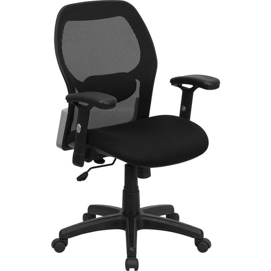 Mid-Back Black Super Mesh Executive Swivel Office Chair With Adjustable Lumbar & Arms By Flash Furniture | Office Chairs | Modishstore
