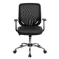 Mid-Back Black Mesh Tapered Back Swivel Task Office Chair With Leathersoft Seat, Chrome Base And T-Arms By Flash Furniture | Office Chairs | Modishstore - 4