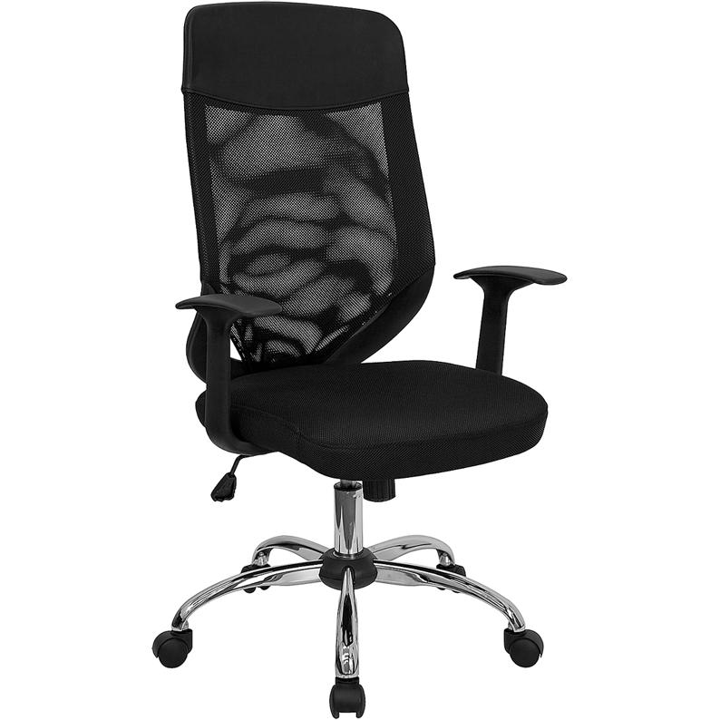 High Back Black Mesh Executive Swivel Office Chair With Arms By Flash Furniture | Office Chairs | Modishstore - 1