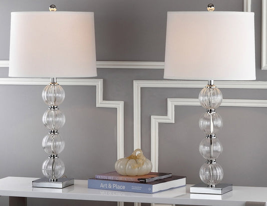 Safavieh Amanda 31-Inch H White Crystal Glass Globe Lamp Set Of 2 - White | Table Lamps | Modishstore