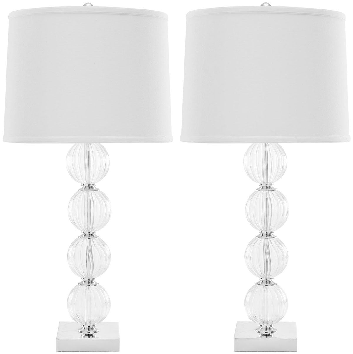 Safavieh Amanda 31-Inch H White Crystal Glass Globe Lamp Set Of 2 - White | Table Lamps | Modishstore - 2