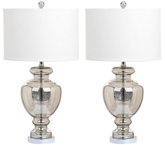 Safavieh Morocco Mercury 28-Inch H Glass Table Lamp Set Of 2 - Silver | Table Lamps | Modishstore