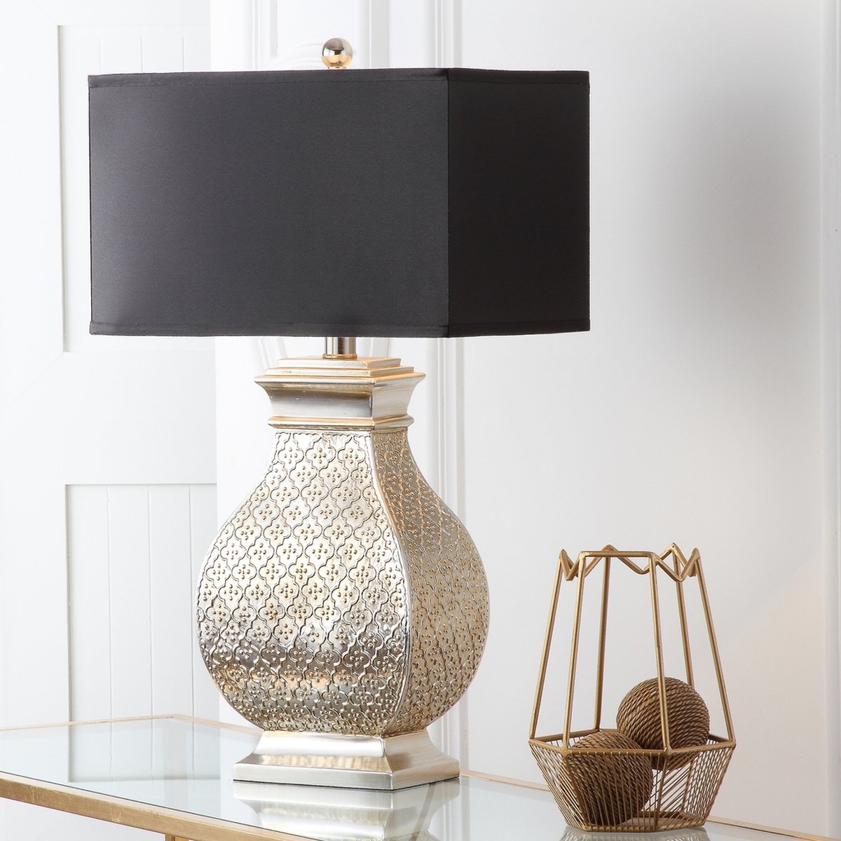 Safavieh Malaga 29-Inch H Silver Table Lamp Set Of 2 - Antique Silver | Table Lamps | Modishstore
