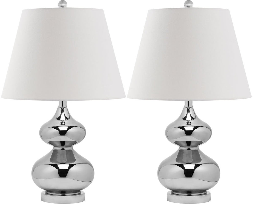 Safavieh Eva 24-Inch H Double Gourd Glass Lamp Set Of 2 - Silver | Table Lamps | Modishstore - 2