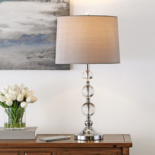 Safavieh Keeva, 27 Inch, Clear/Chrome, Crystal/Iron Table Lamp Set Of 2 W/ Usb Port ‰ÛÒ Grey Shades? Set Of 2 - Clear | Table Lamps | Modishstore