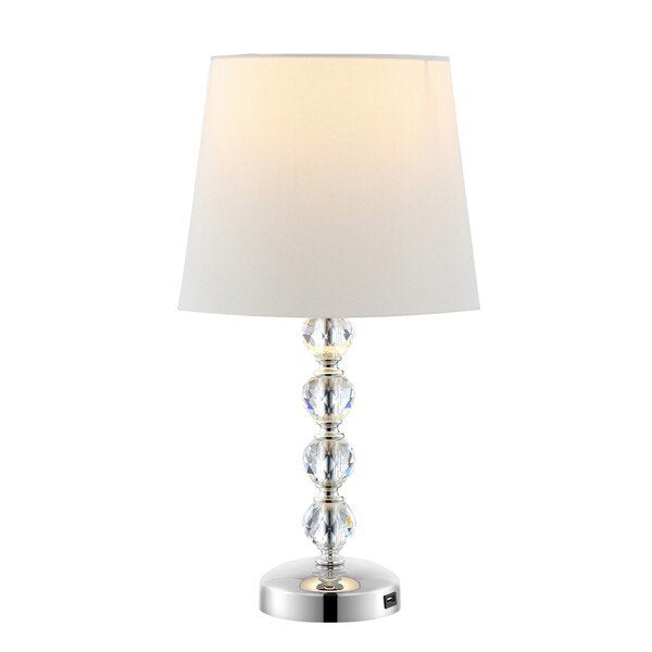 Safavieh Nola, 17 Inch, Clear/Chrome, Crystal/Iron Table Lamp Set Of 2 W/ Usb Port? Set Of 2 - Clear | Table Lamps | Modishstore - 2