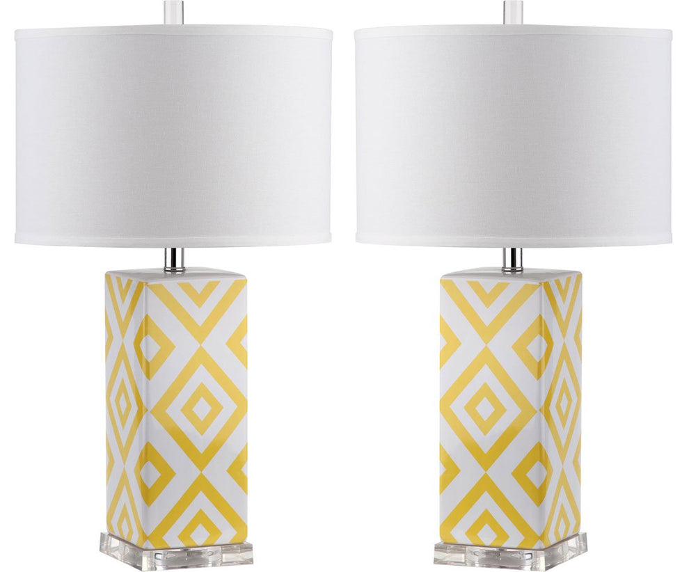 Safavieh Diamonds 27-Inch H Table Lamp Set Of 2 - Yellow | Table Lamps | Modishstore - 2