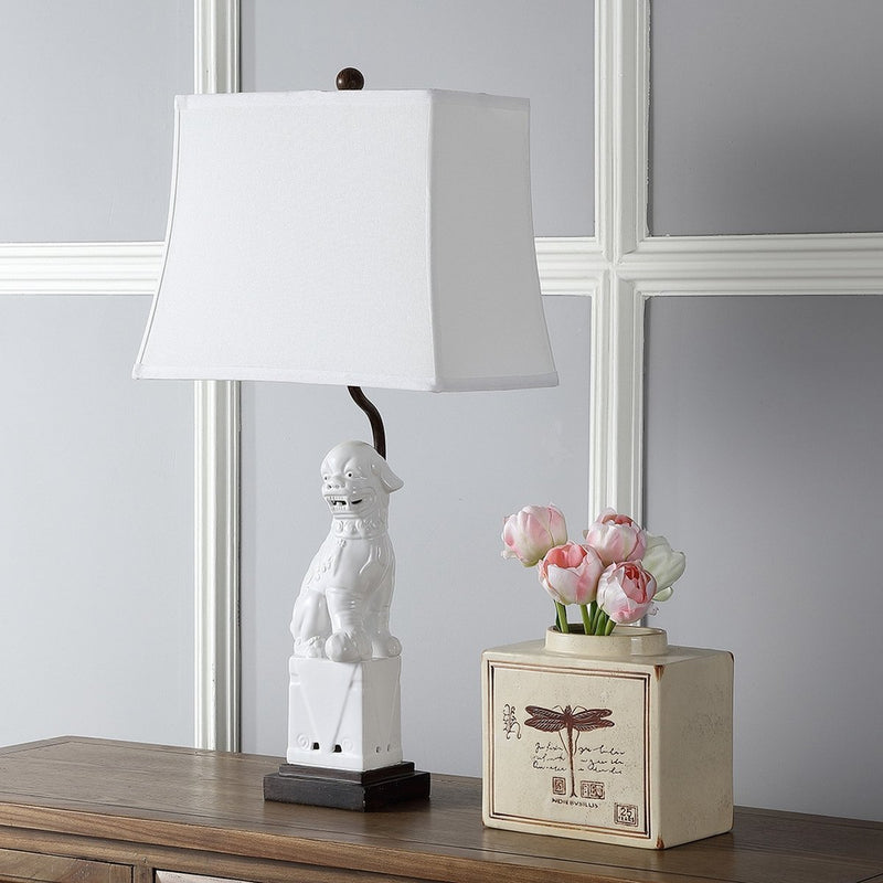 Safavieh Foo 28.5-Inch H Dog Table Lamp Set Of 2 - White | Table Lamps | Modishstore