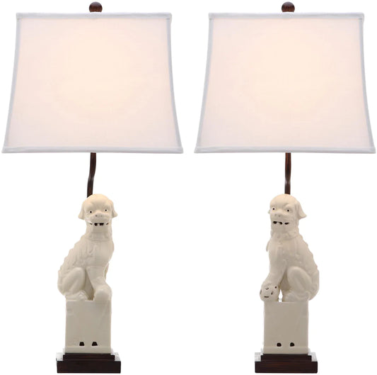 Safavieh Foo 28.5-Inch H Dog Table Lamp Set Of 2 - Cream | Table Lamps | Modishstore