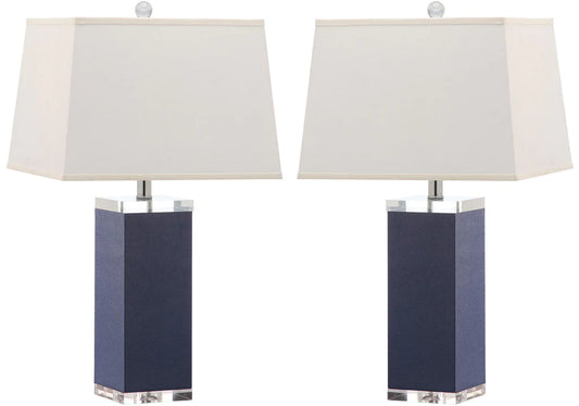 Safavieh Deco 27-Inch H Leather Table Lamp Set Of 2 - Navy | Table Lamps | Modishstore
