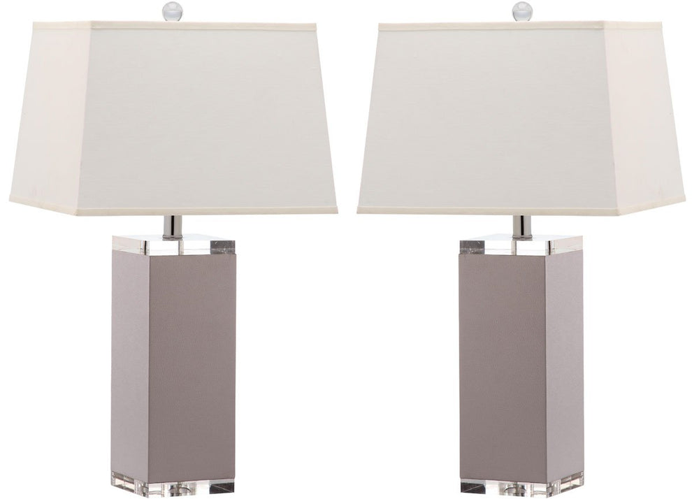 Safavieh Deco 27-Inch H Leather Table Lamp Set Of 2 - Grey | Table Lamps | Modishstore - 2