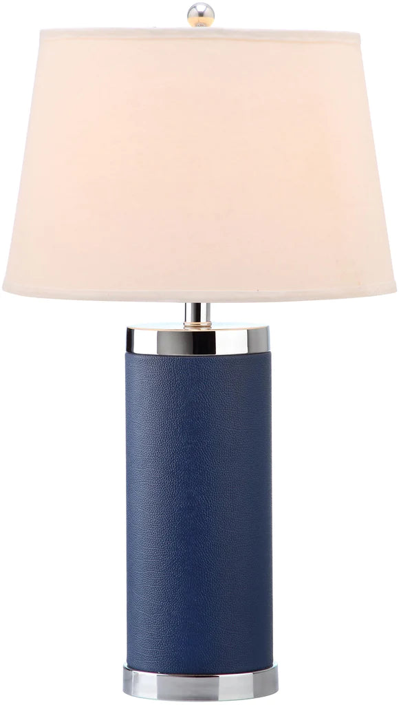 Safavieh Leather 25-Inch H Column Table Lamp Set Of 2 - Navy | Table Lamps | Modishstore - 2