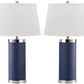 Safavieh Leather 25-Inch H Column Table Lamp Set Of 2 - Navy | Table Lamps | Modishstore