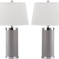 Safavieh Leather 25-Inch H Column Table Lamp Set Of 2 - Grey | Table Lamps | Modishstore - 2