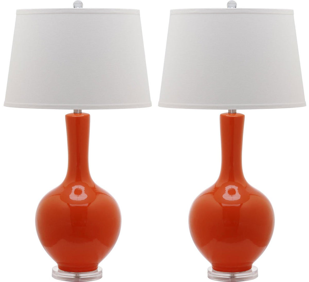 Safavieh Blanche 32-Inch H Gourd Lamp Set Of 2 - Orange | Table Lamps | Modishstore - 2