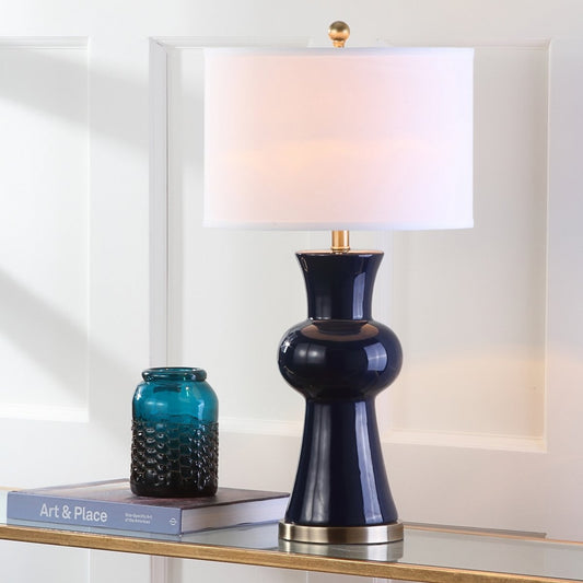 Safavieh Lola 30-Inch H Column Lamp Set Of 2 - Navy | Table Lamps | Modishstore