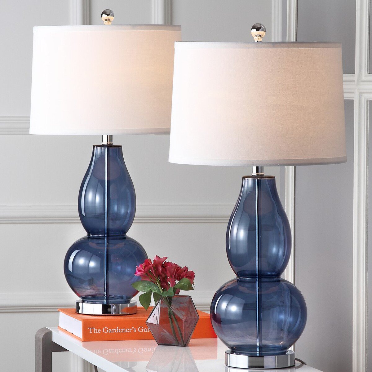 Safavieh Mercurio 28.5-Inch H Double Gourd Lamp Set Of 2 - Blue | Table Lamps | Modishstore