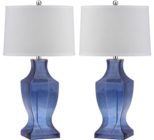 Safavieh Glass 29-Inch H Bottom Lamp Set Of 2 - Blue | Table Lamps | Modishstore