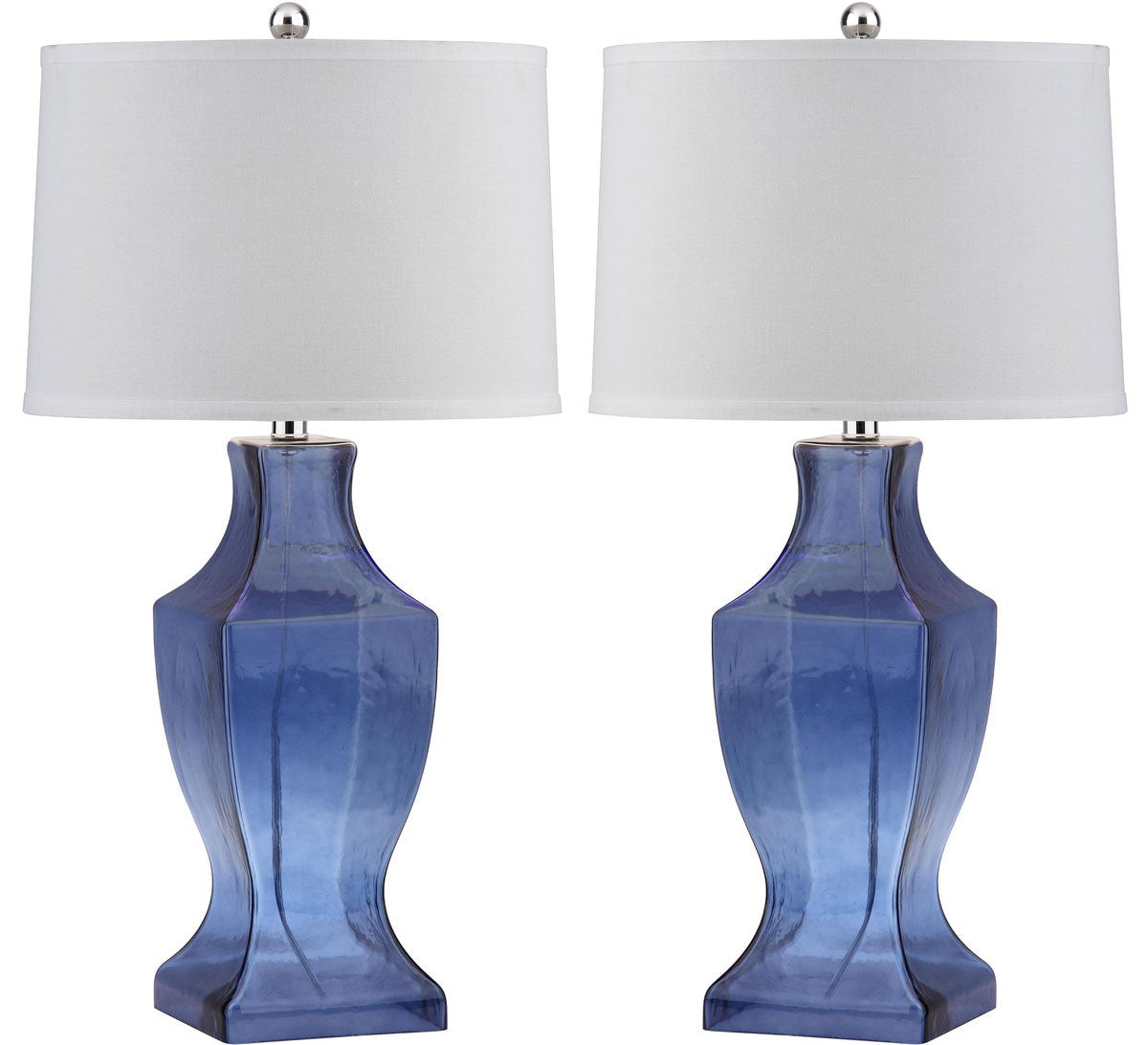 Safavieh Glass 29-Inch H Bottom Lamp Set Of 2 - Blue | Table Lamps | Modishstore