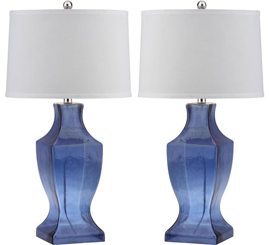 Safavieh Glass 29-Inch H Bottom Lamp Set Of 2 - Blue | Table Lamps | Modishstore