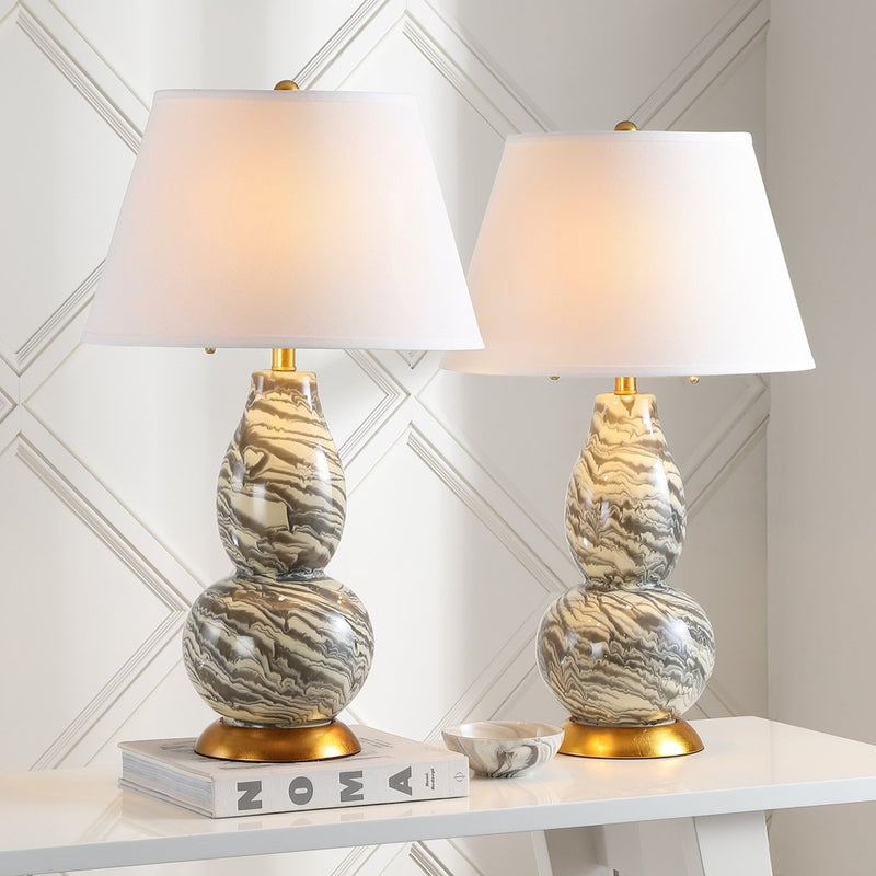 Safavieh Color Swirls 28-Inch H Glass Table Lamp Set Of 2 - Gery | Table Lamps | Modishstore