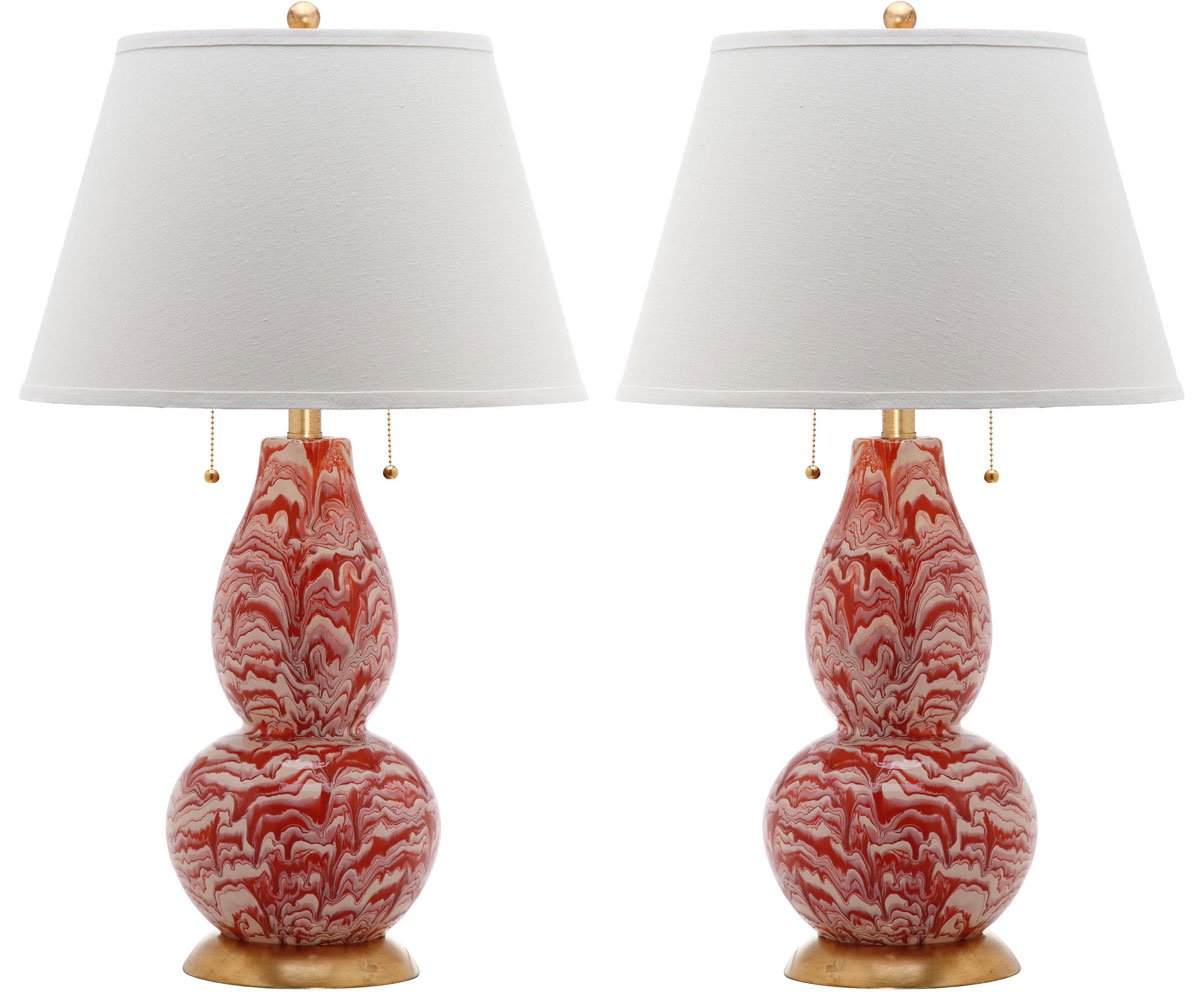 Safavieh Color Swirls 28-Inch H Glass Table Lamp Set Of 2 - Orange | Table Lamps | Modishstore