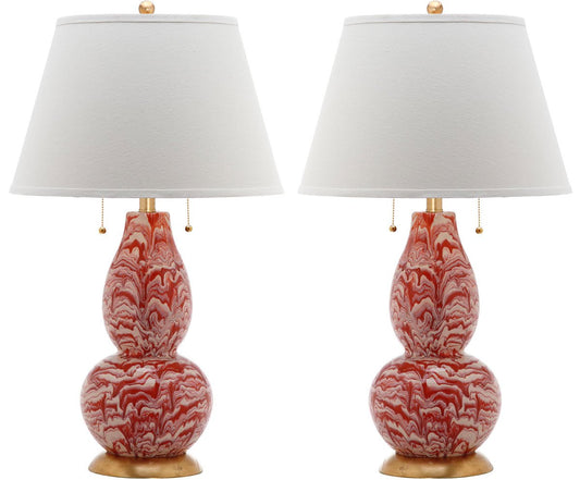 Safavieh Color Swirls 28-Inch H Glass Table Lamp Set Of 2 - Orange | Table Lamps | Modishstore