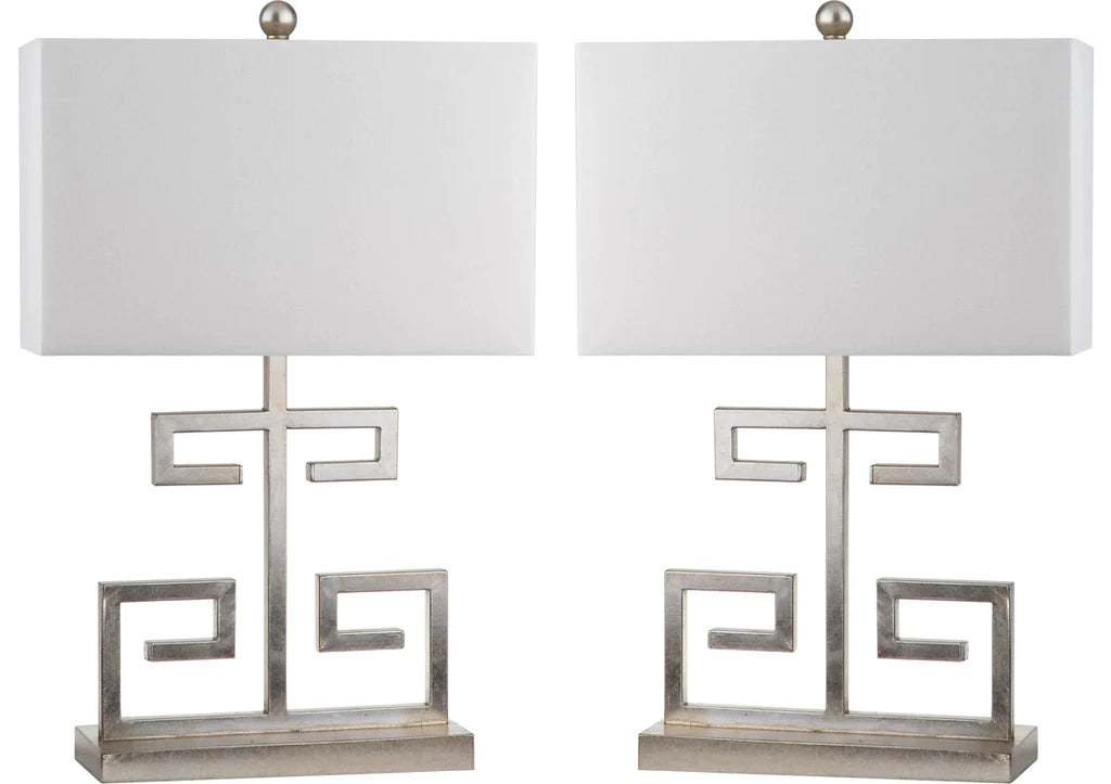 Safavieh Greek Key 25-Inch H Table Lamp Set Of 2 - Antique Silver | Table Lamps | Modishstore