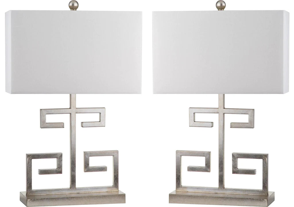 Safavieh Greek Key 25-Inch H Table Lamp Set Of 2 - Antique Silver | Table Lamps | Modishstore