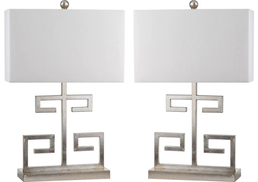 Safavieh Greek Key 25-Inch H Table Lamp Set Of 2 - Antique Silver | Table Lamps | Modishstore