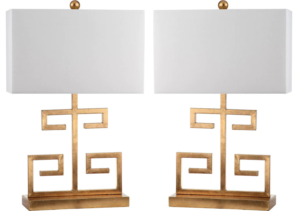 Safavieh Greek Key 25-Inch H Table Lamp Set Of 2 - Gold | Table Lamps | Modishstore