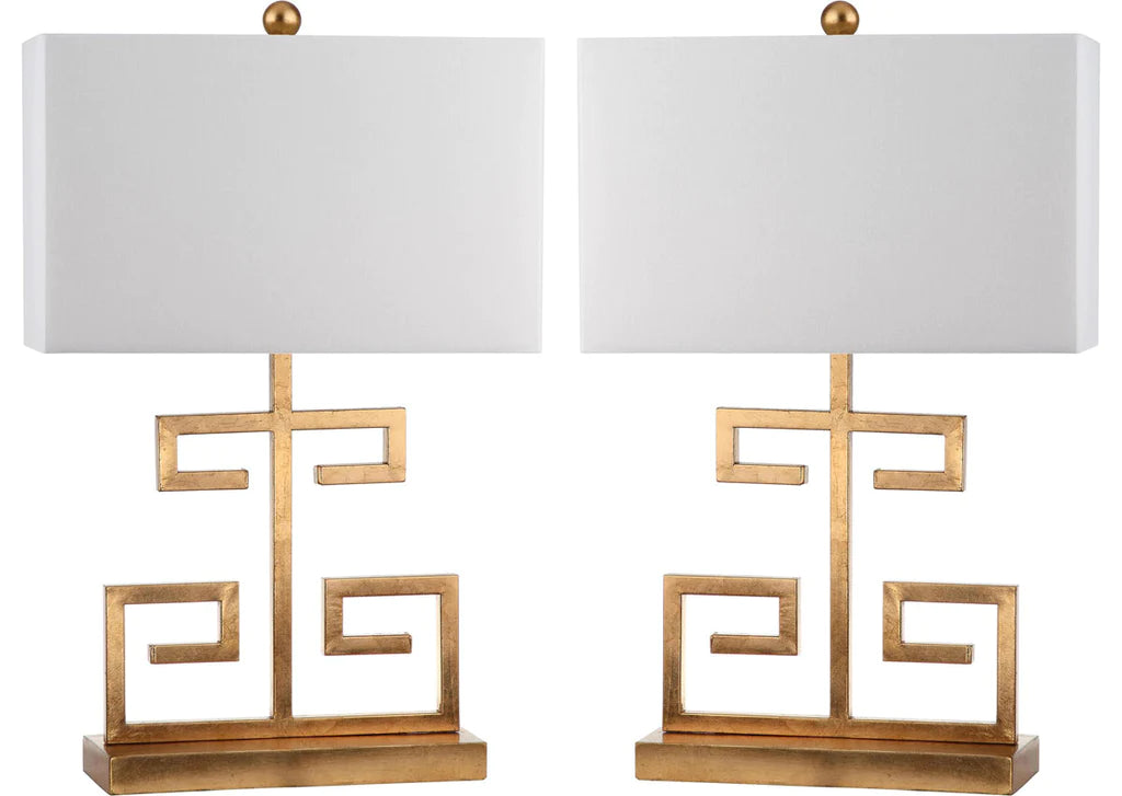 Safavieh Greek Key 25-Inch H Table Lamp Set Of 2 - Gold | Table Lamps | Modishstore
