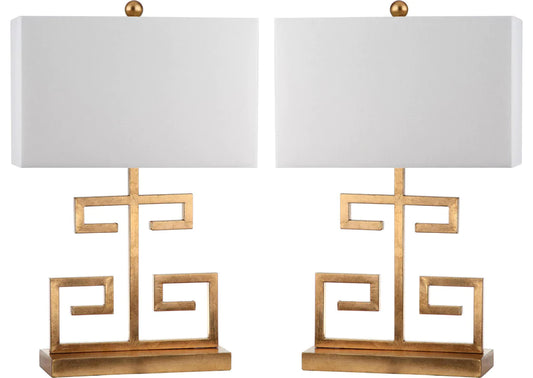 Safavieh Greek Key 25-Inch H Table Lamp Set Of 2 - Gold | Table Lamps | Modishstore