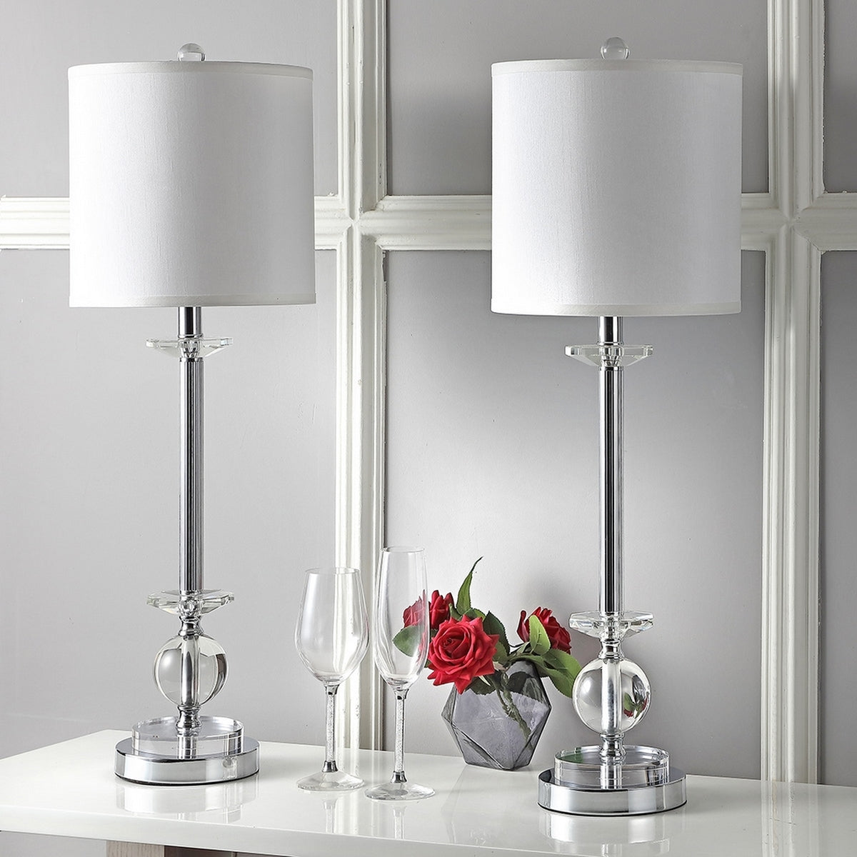 Safavieh Marla 31-Inch H Crystal Candlestick Lamp Set Of 2 - Clear | Table Lamps | Modishstore