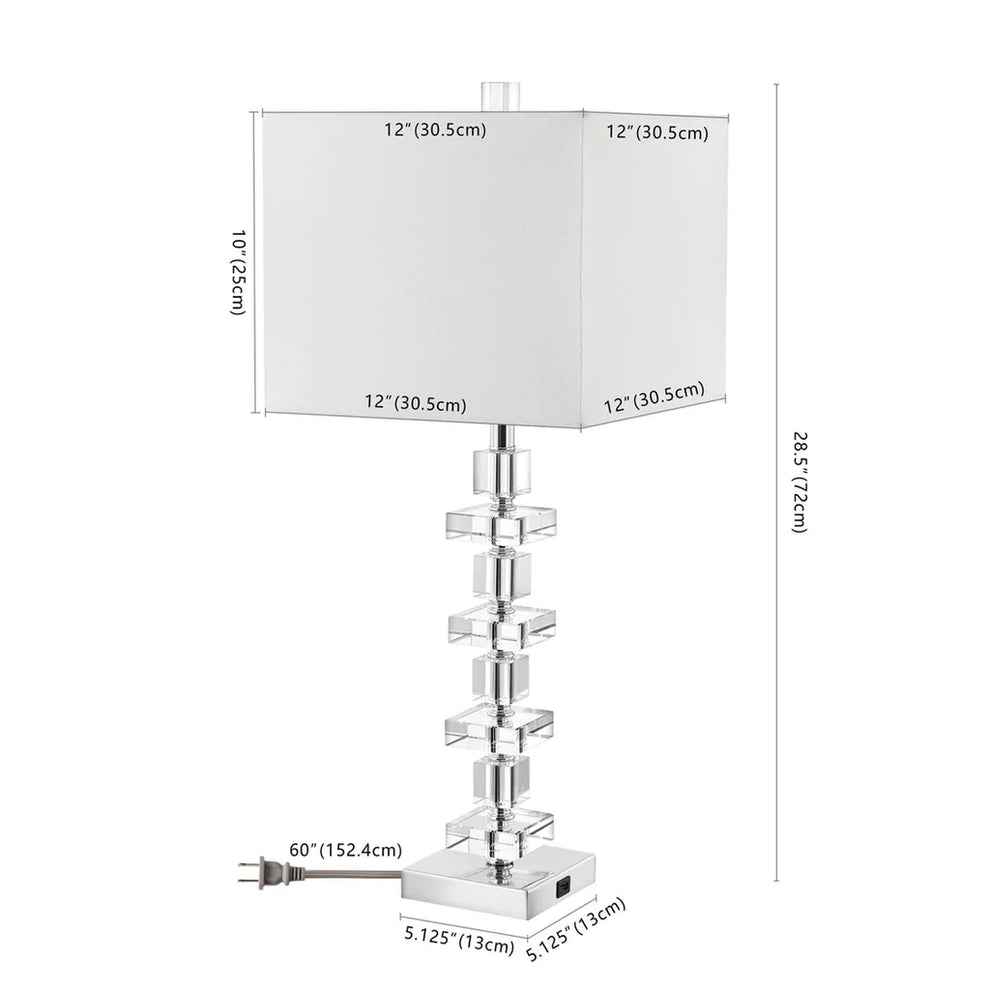 Safavieh Deco Crystal, 28.5 Inch, Crystal, Table Lamp Set Of 2 W/ Usb Port? Set Of 2 - Clear | Table Lamps | Modishstore - 2