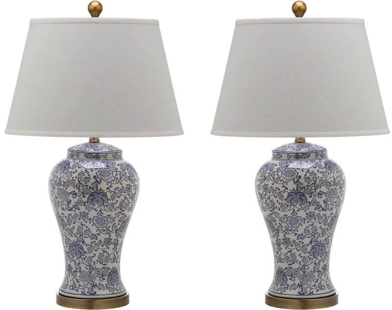 Safavieh Spring 29-Inch H Blossom Table Lamp Set Of 2 - Blue | Table Lamps | Modishstore