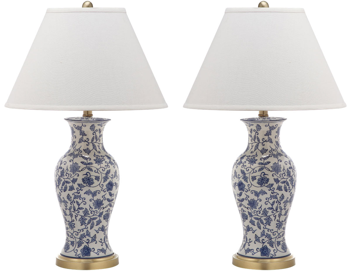 Safavieh Beijing 29-Inch H Floral Urn Lamp Set Of 2 - Blue | Table Lamps | Modishstore - 2