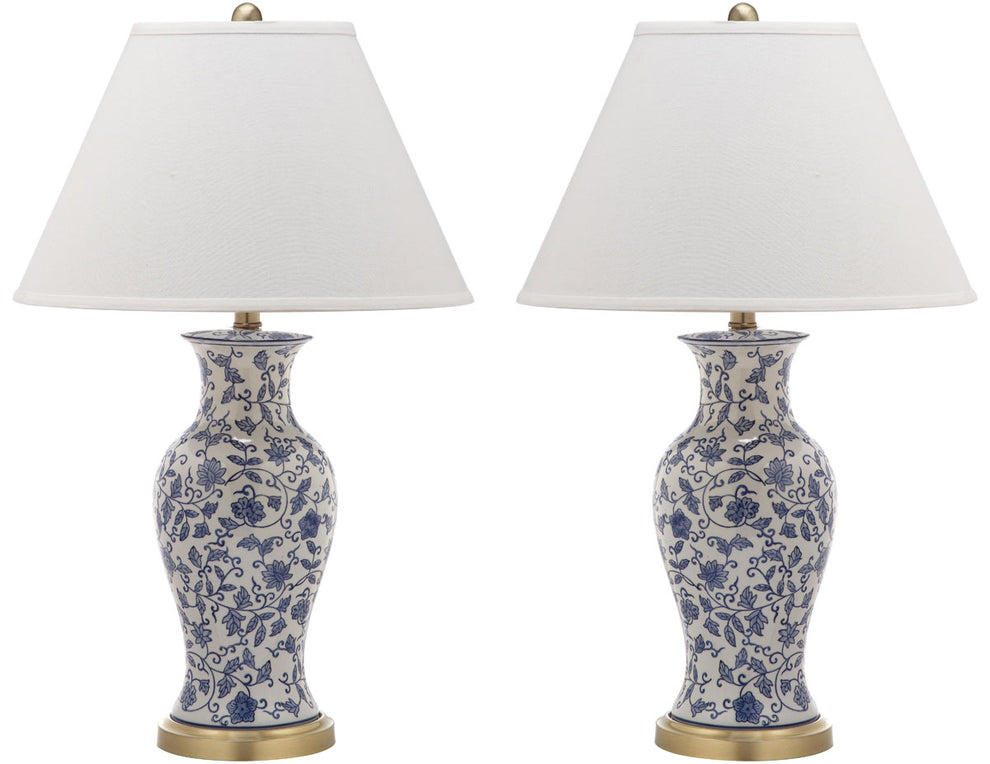 Safavieh Beijing 29-Inch H Floral Urn Lamp Set Of 2 - Blue | Table Lamps | Modishstore - 2