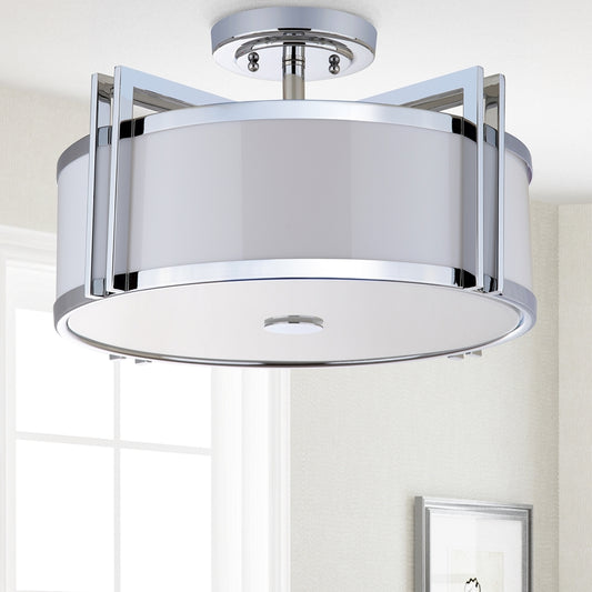 Safavieh Dark Grey 3 Light Chrome 17-Inch Dia Semi Flush - Chrome | Ceiling Lamps | Modishstore