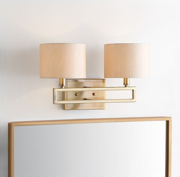 Safavieh Catena 9.25-Inch H Antique Gold Double Light Sconce - Antique Gold | Sconces | Modishstore