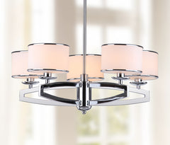 Safavieh Lenora 5 Light Chrome 25 Inch Dia Drum Adjustable Pendant - Chrome