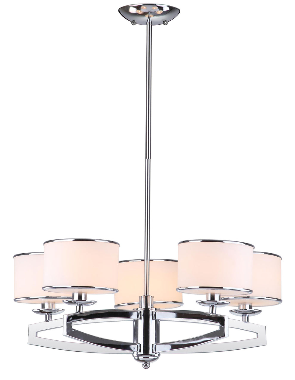 Safavieh Lenora 5 Light Chrome 25 Inch Dia Drum Adjustable Pendant - Chrome | Pendant Lamps | Modishstore - 2
