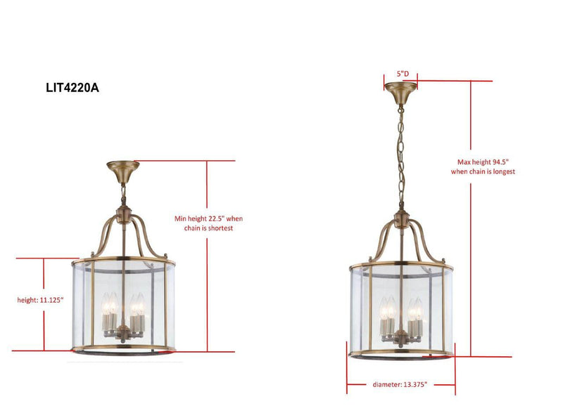 Safavieh Sutton Place 4 Light Brass 13.4-Inch Dia Pendant - Brass | Pendant Lamps | Modishstore