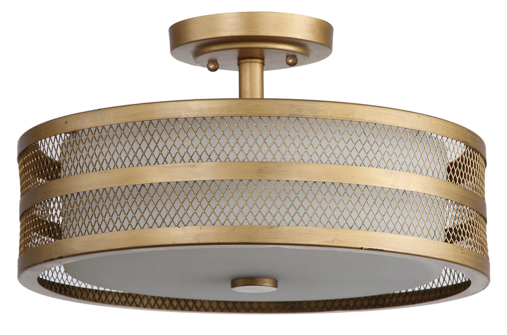 Safavieh Greta 3 Light Antique Gold 15.75-Inch Dia Veil Semi Flush - Antique Gold | Ceiling Lamps | Modishstore - 2