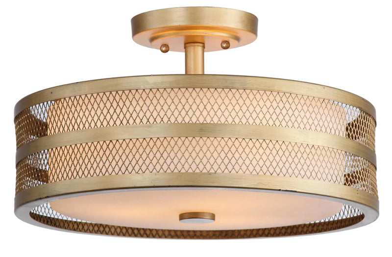 Safavieh Greta 3 Light Antique Gold 15.75-Inch Dia Veil Semi Flush - Antique Gold | Ceiling Lamps | Modishstore