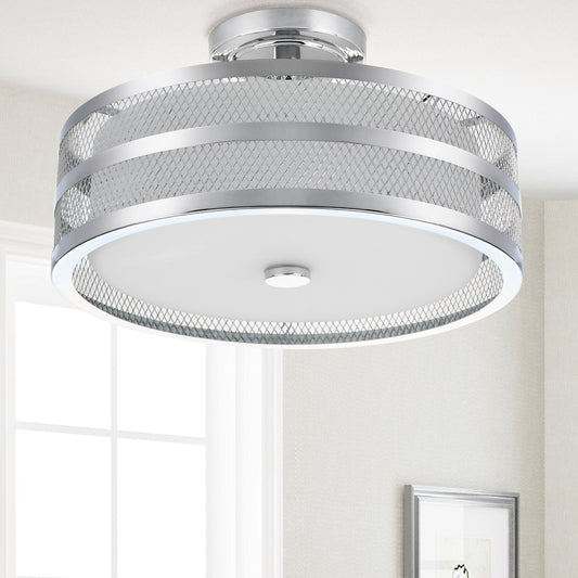 Safavieh Greta 3 Light Chrome 15.75-Inch Dia Veil Semi Flush - Chrome | Ceiling Lamps | Modishstore