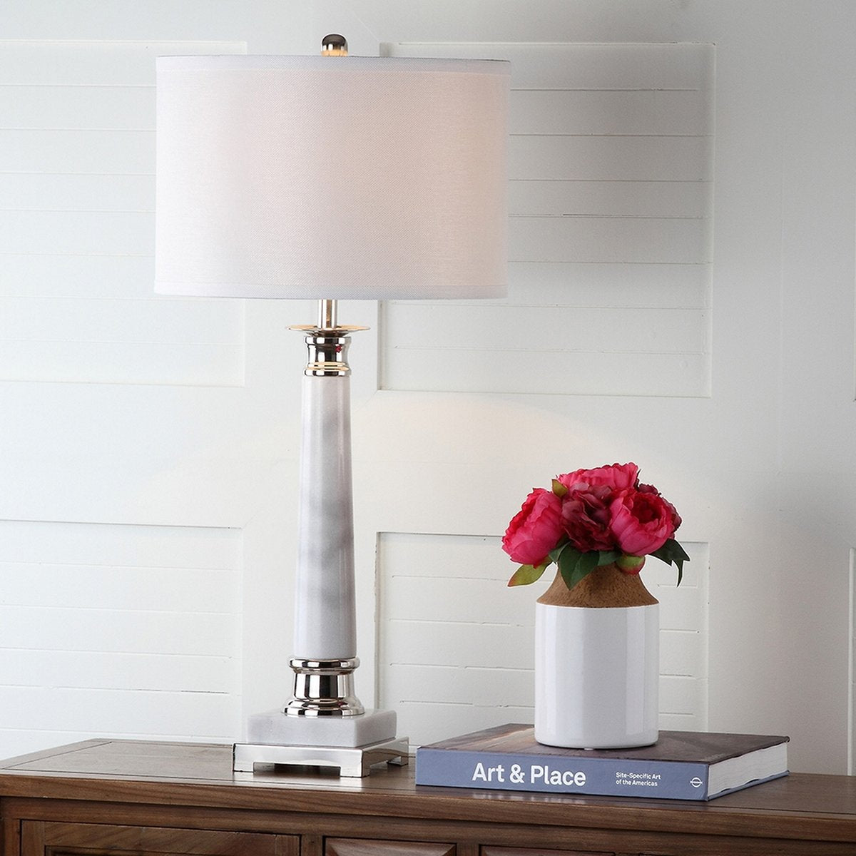 Safavieh Colleen 31-Inch H Table Lamp Set Of 2 - White Marble | Table Lamps | Modishstore