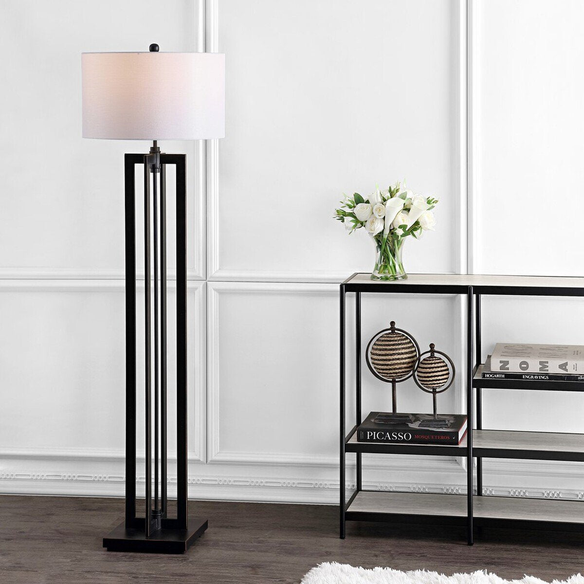 Safavieh Tanya 59-Inch H Tower Floor Lamp - Black | Floor Lamps | Modishstore